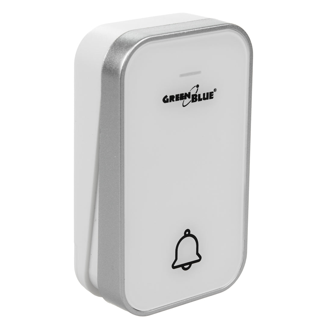 GreenBlue GB157 W Kinetic Battery-free Wireless Door Bell, Melodies, White, Range up to 200m, IP44