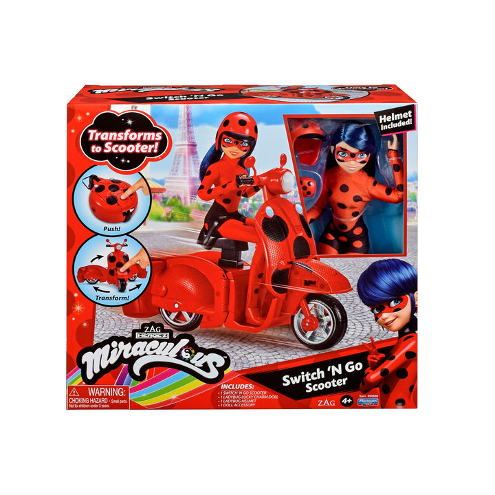 Miraculous 50668 Miraculous Switch N' Go Scooter Ladybug Lucky Charm Doll Helmet 1 Accessory