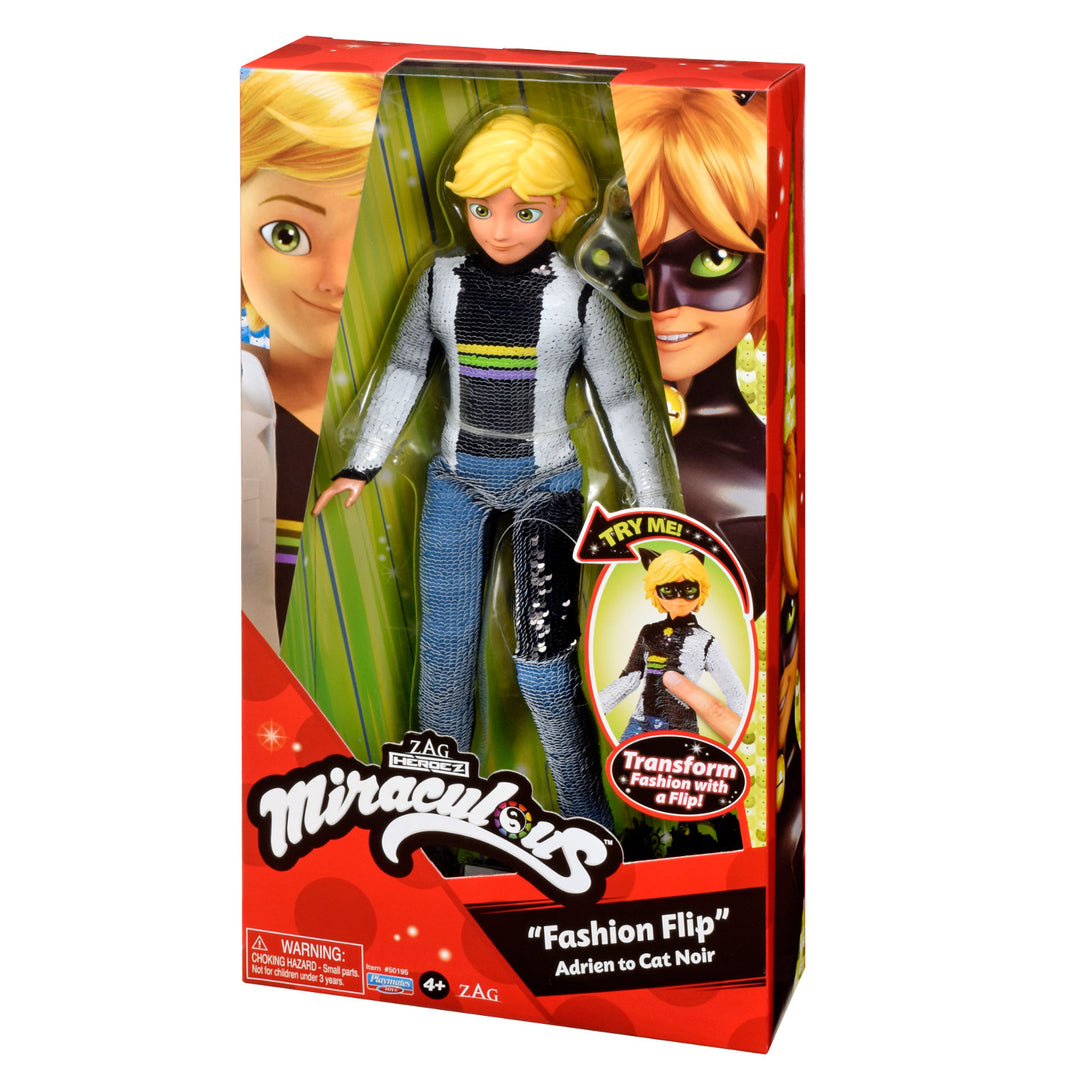 Miraculous Adrien to Cat Noir Fashion Flip Doll Flip Sequins 28cm Movable Action Figure Figurine