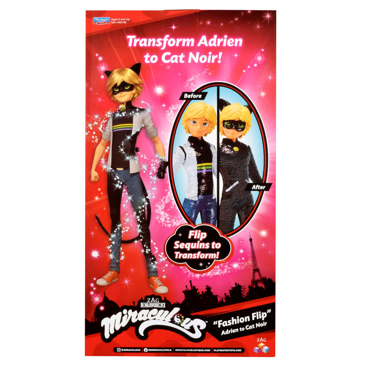 Miraculous Adrien to Cat Noir Fashion Flip Doll Flip Sequins 28cm Movable Action Figure Figurine