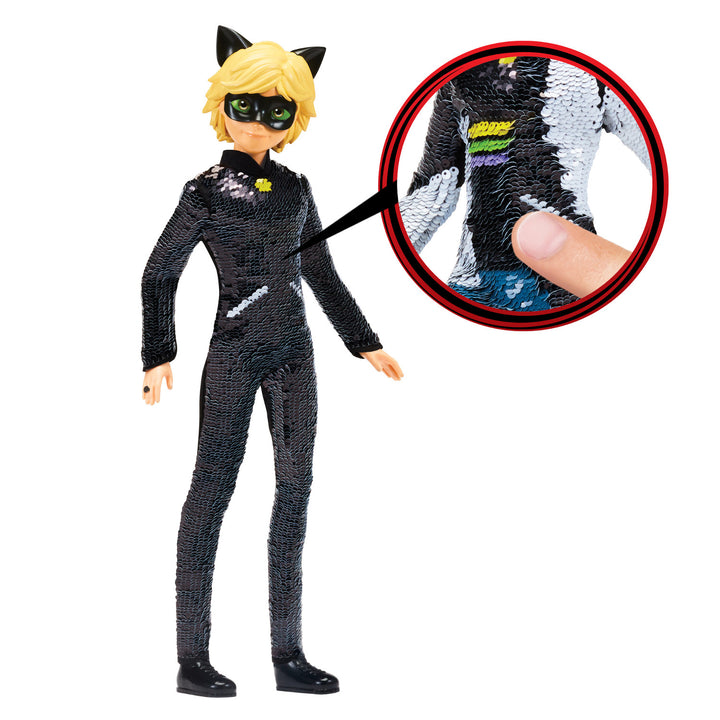 Miraculous Adrien to Cat Noir Fashion Flip Doll Flip Sequins 28cm Movable Action Figure Figurine