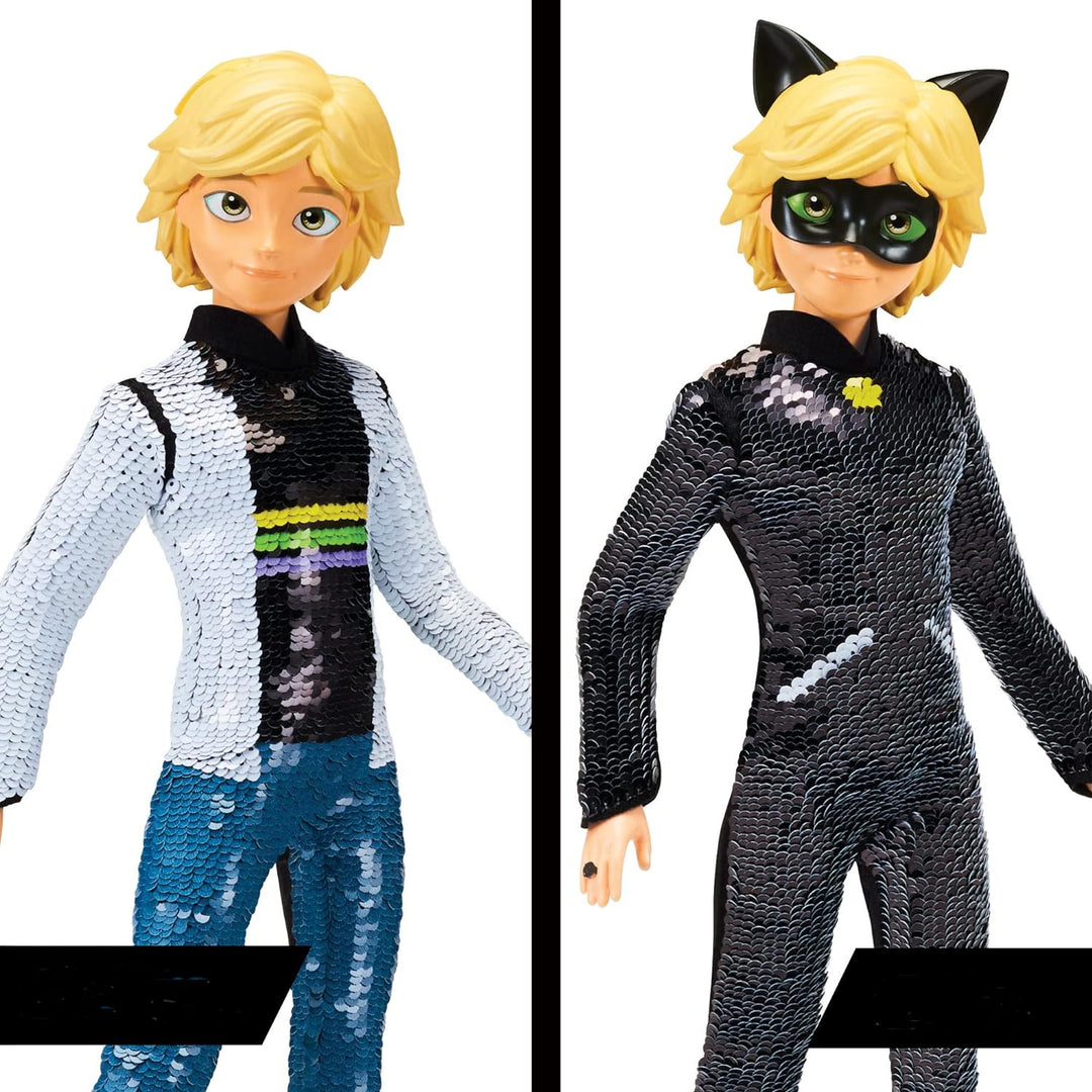 Miraculous Adrien to Cat Noir Fashion Flip Doll Flip Sequins 28cm Movable Action Figure Figurine