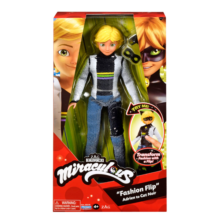 Miraculous Adrien to Cat Noir Fashion Flip Doll Flip Sequins 28cm Movable Action Figure Figurine