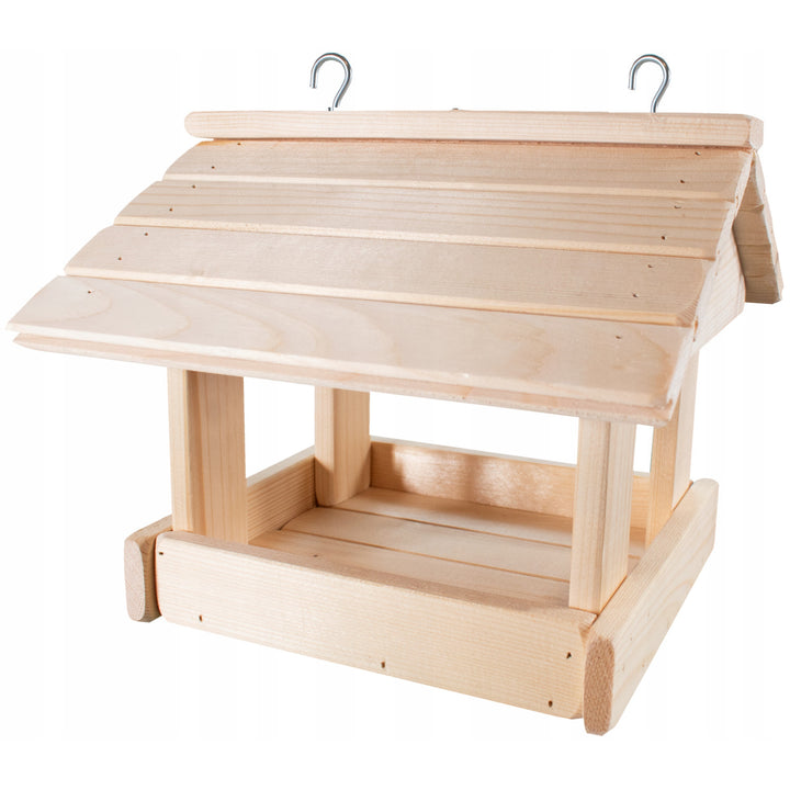 The sturdy Woodok bird feeder, wooden, folded, strong hooks