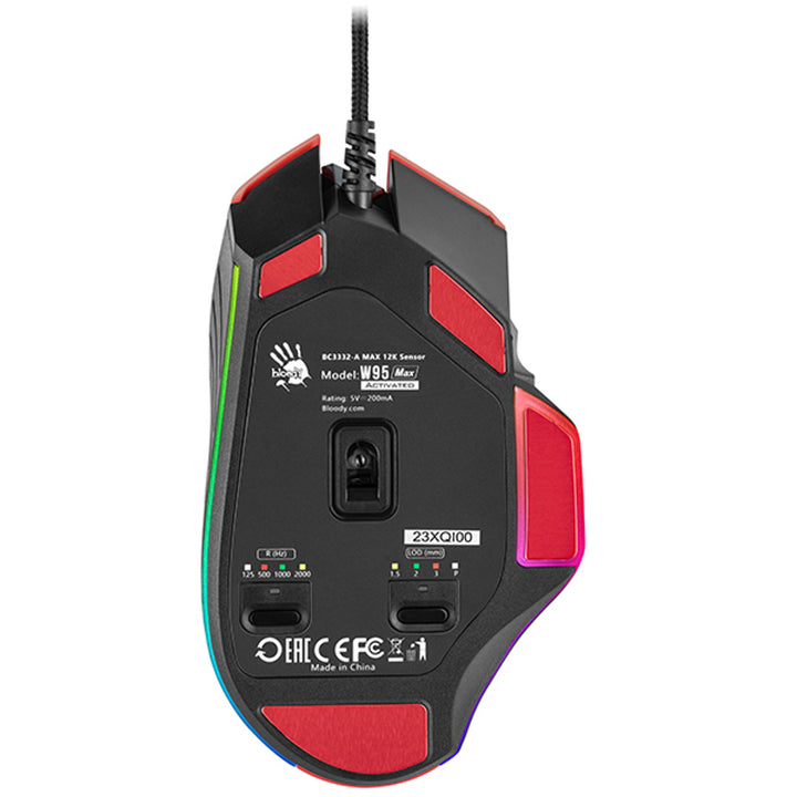 A4Tech Bloody Gaming Mouse USB RGB Red Adjustable DPI 100 - 12000 DPI 10 Buttons