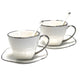 Queen Isabell W23SV60-06358 Platinum Porcelain Coffee Cup with Saucer Teaspoon Set 6-Piece Set for Two Gift Elegant High Quality