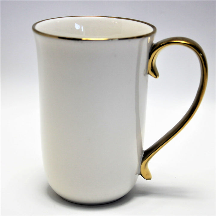 Queen Isabell W23GD59-06426 Large Porcelain Coffee Mug 400ml Coffee Cup White with Gold