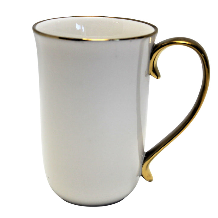 Queen Isabell W23GD59-06426 Large Porcelain Coffee Mug 400ml Coffee Cup White with Gold