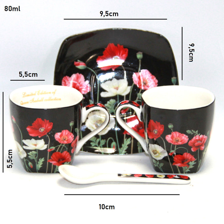 Espresso cups porcelain set with plates Queen Isabell W9PB06-09510