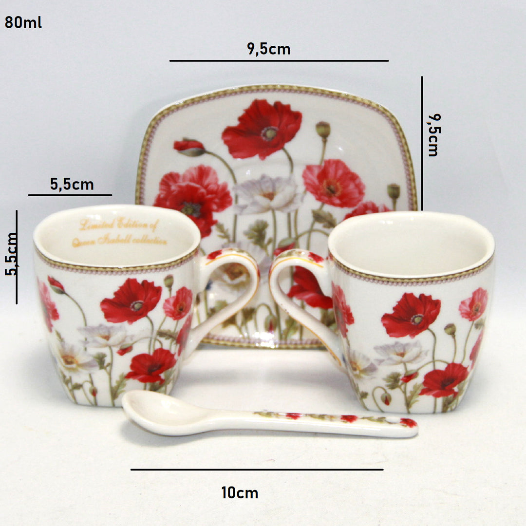 Espresso cups porcelain set with plates Queen Isabell W9PWH06-09596