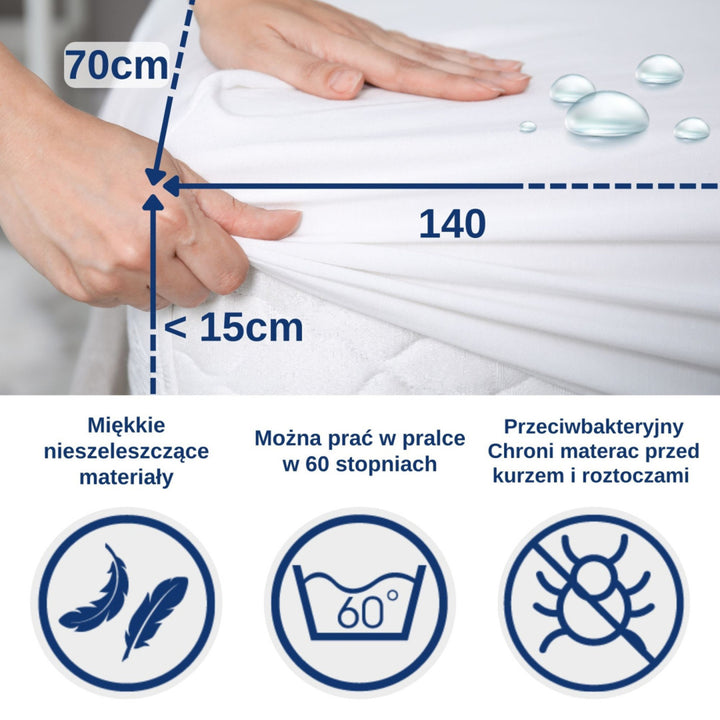 Bileog uiscedhíonach Snibbs, bán, 70x140 cm, T-SNI-10024