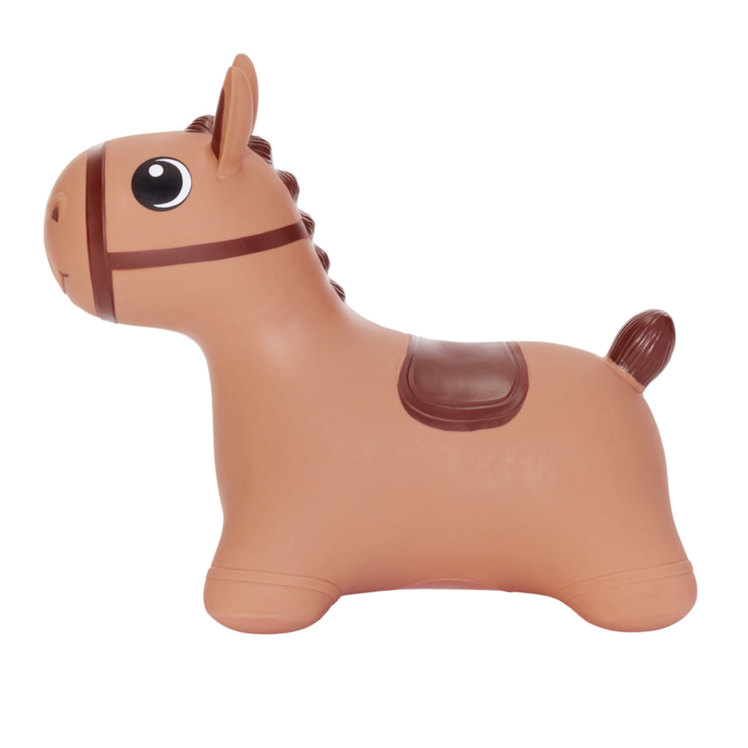 Hoppimals rubber jumper, brown horse, pump, T-TFF-NN186