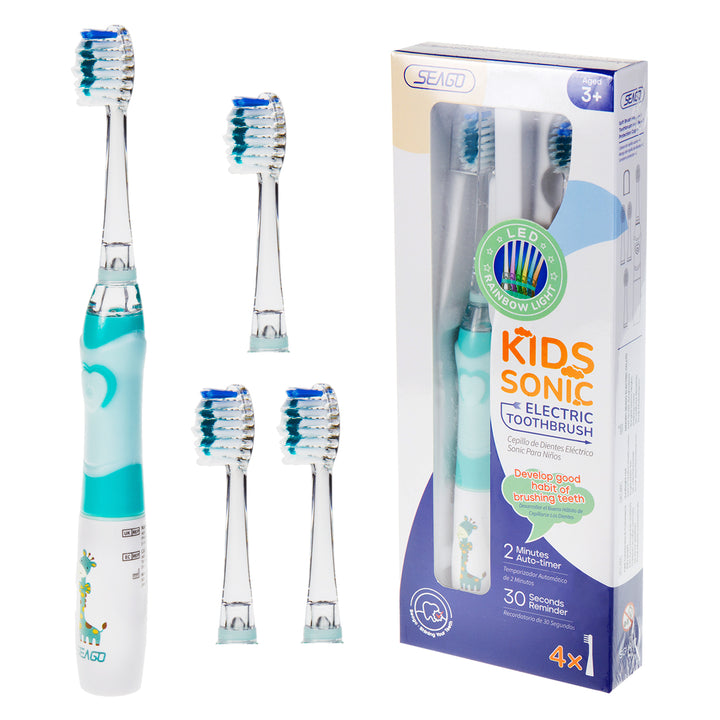 SEAGO children's sonic toothbrush, green, 1xAAA 1.5V (not included), 3 tips, SG-977 Green