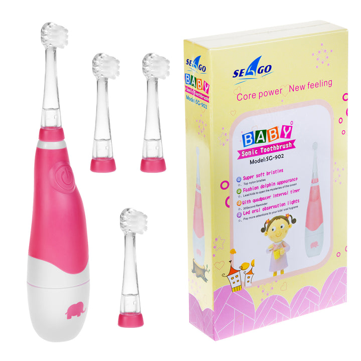 SEAGO children's sonic toothbrush, pink, 1xAAA 1.5V (not included), 4 tips, SG-902 Pink