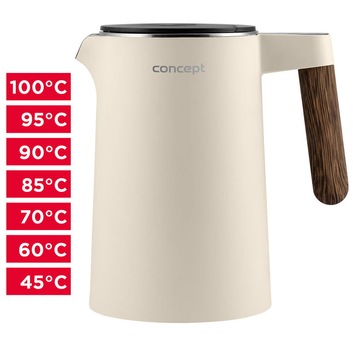 Concept Norwood RK3304 Stainless Steel Kettle with Temperature Control Keep Warm 1.5L 1850-2200W Vanilla Colour