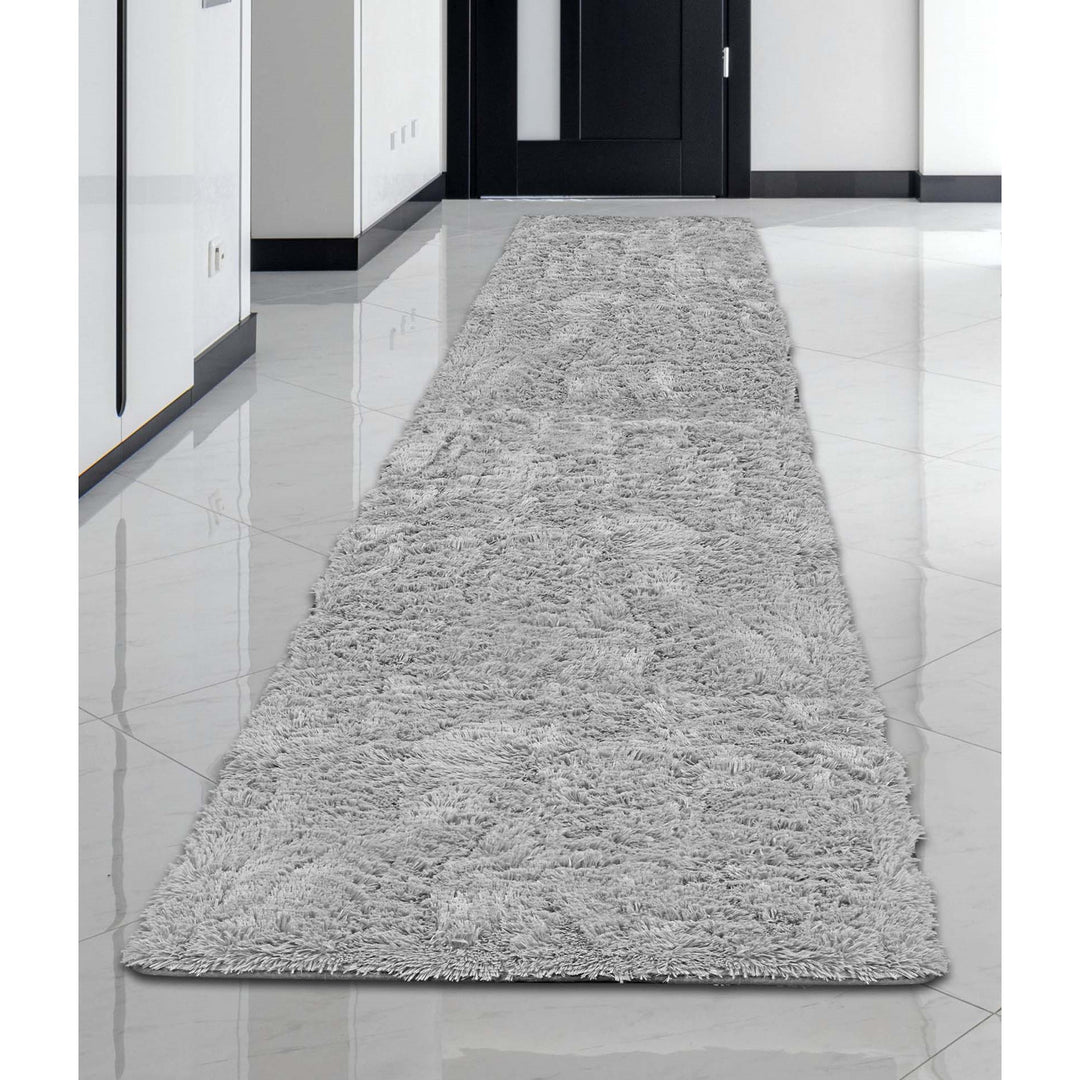 Fluffy DYWSHA80/300J-SZ Plush Carpet, Short Pile, Non-slip, 80 x 300 cm, Light Gray