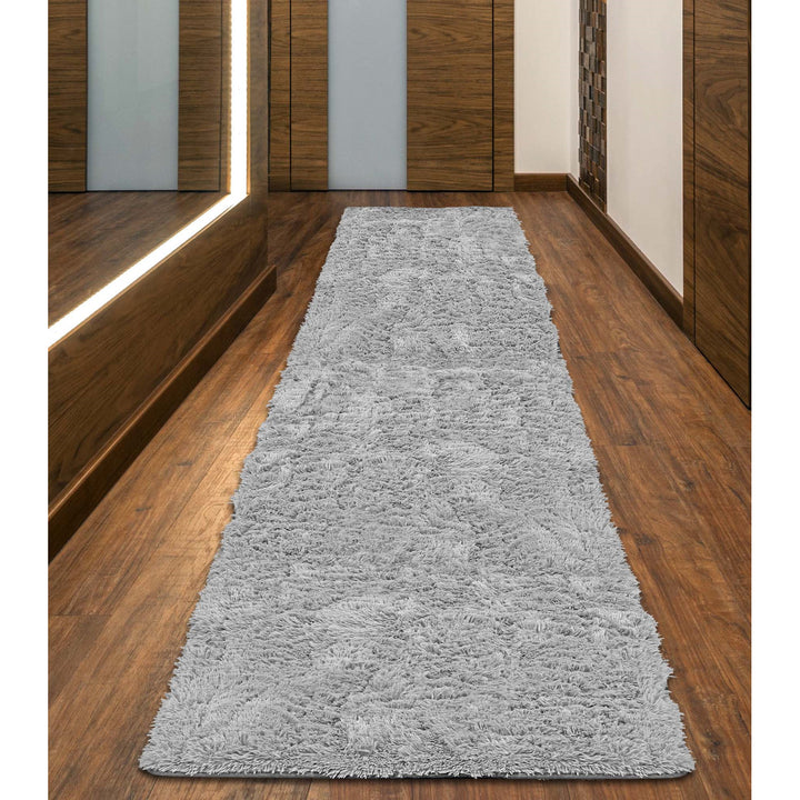 Fluffy DYWSHA80/300J-SZ Plush Carpet, Short Pile, Non-slip, 80 x 300 cm, Light Gray