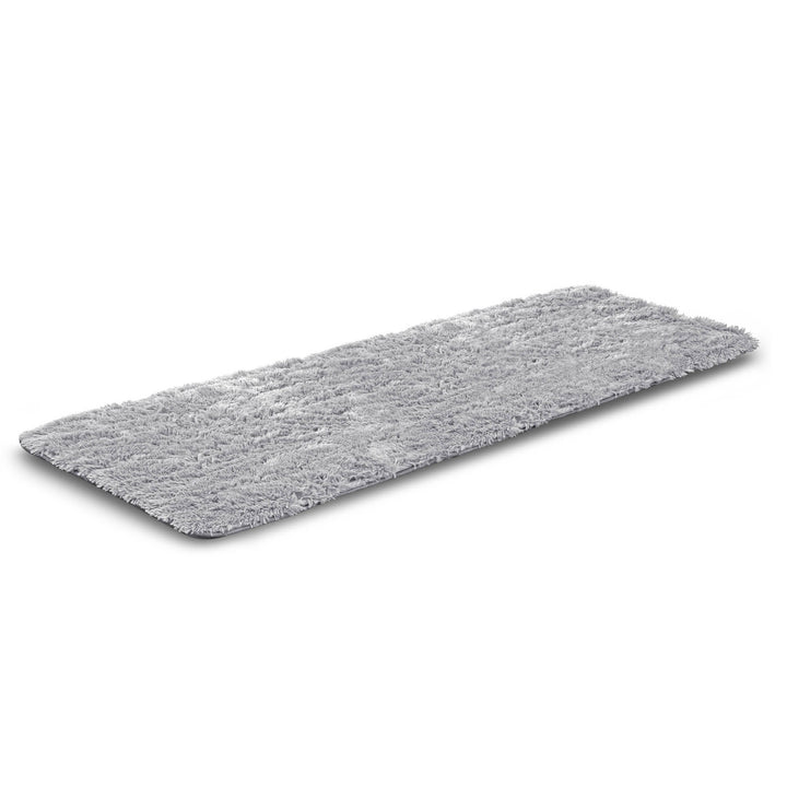 Fluffy DYWSHA80/300J-SZ Plush Carpet, Short Pile, Non-slip, 80 x 300 cm, Light Gray