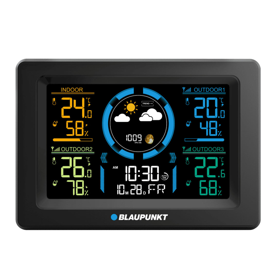 Blaupunkt weather station, hygrometer, pressure, forecast, 3 sensors, WS40BK