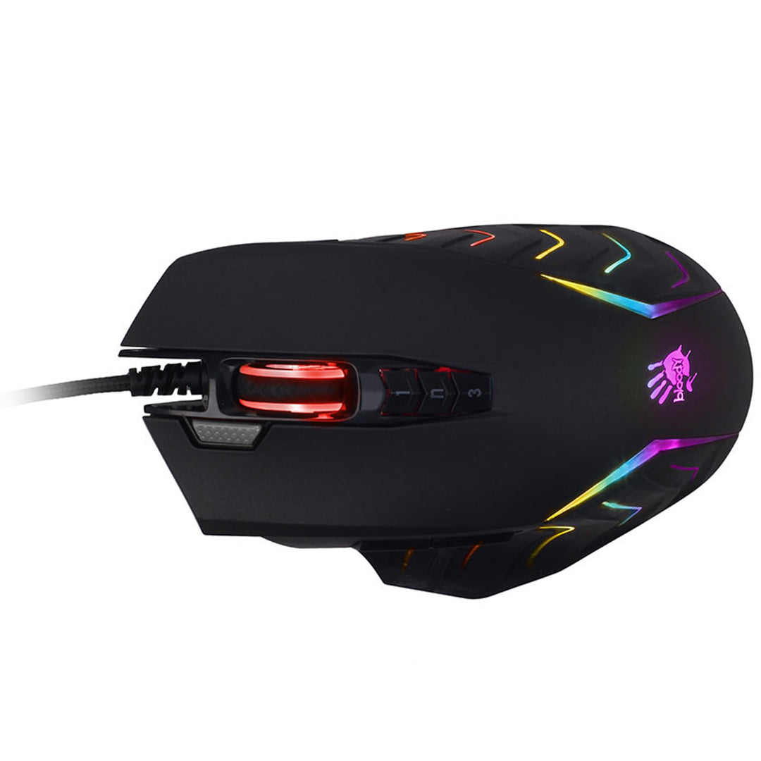 A4TECH Bloody J95 RGB Pixart Activated Wired Gaming Mouse USB 8000 DPI Light Strike II 9 Buttons Right-Handed