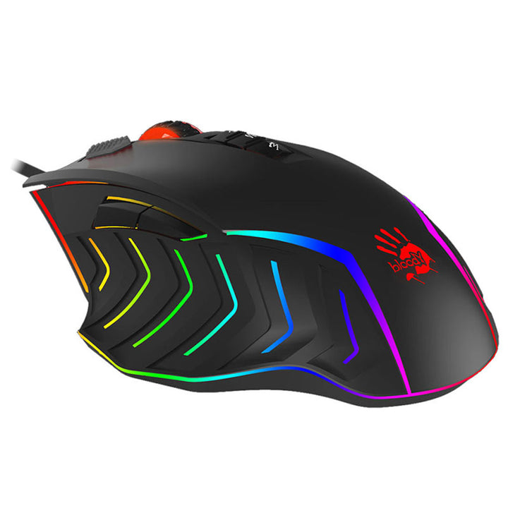 A4TECH Bloody J95 RGB Pixart Activated Wired Gaming Mouse USB 8000 DPI Light Strike II 9 Buttons Right-Handed