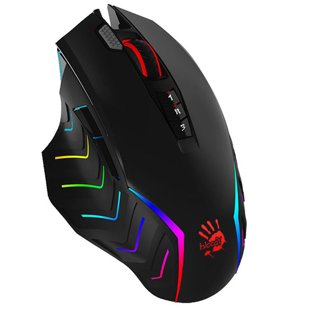 A4TECH Bloody J95 RGB Pixart Activated Wired Gaming Mouse USB 8000 DPI Light Strike II 9 Buttons Right-Handed