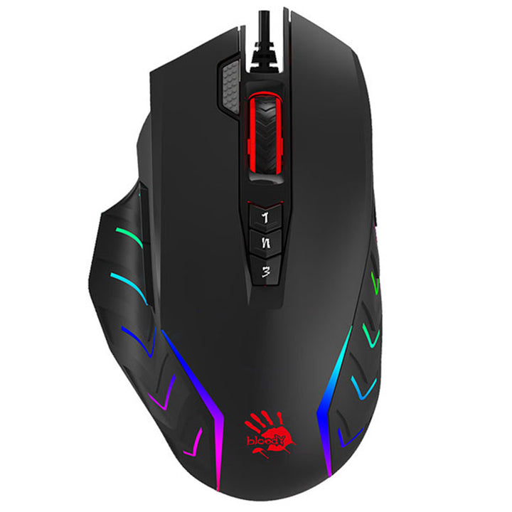 A4TECH Bloody J95 RGB Pixart Activated Wired Gaming Mouse USB 8000 DPI Light Strike II 9 Buttons Right-Handed