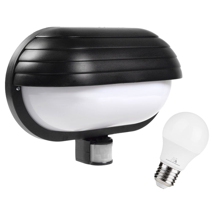 Maclean MCE33B wall luminaire, with PIR sensor, max. 60W, 180° + LED 9W