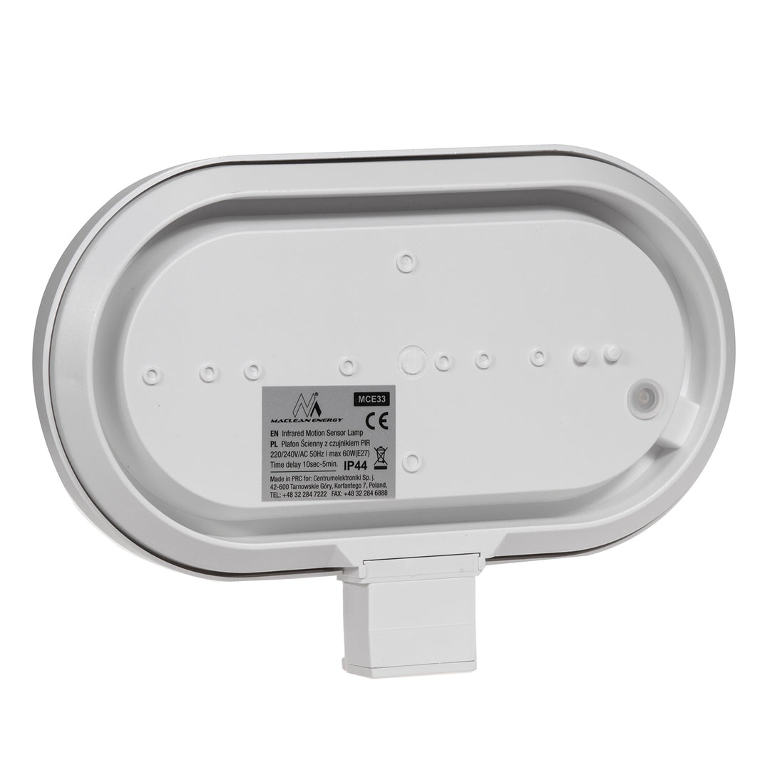 Maclean MCE33 W wall luminaire, with PIR sensor, max. 60W, 180° + LED 6W