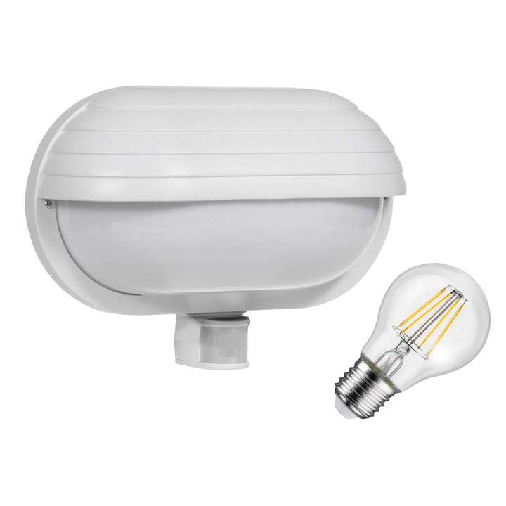 Maclean MCE33 W wall luminaire, with PIR sensor, max. 60W, 180° + LED 8W