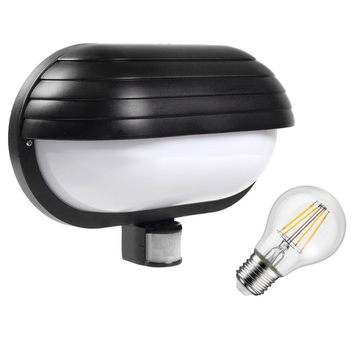 Maclean MCE33B wall luminaire, with PIR sensor, max. 60W, 180° + LED 11W