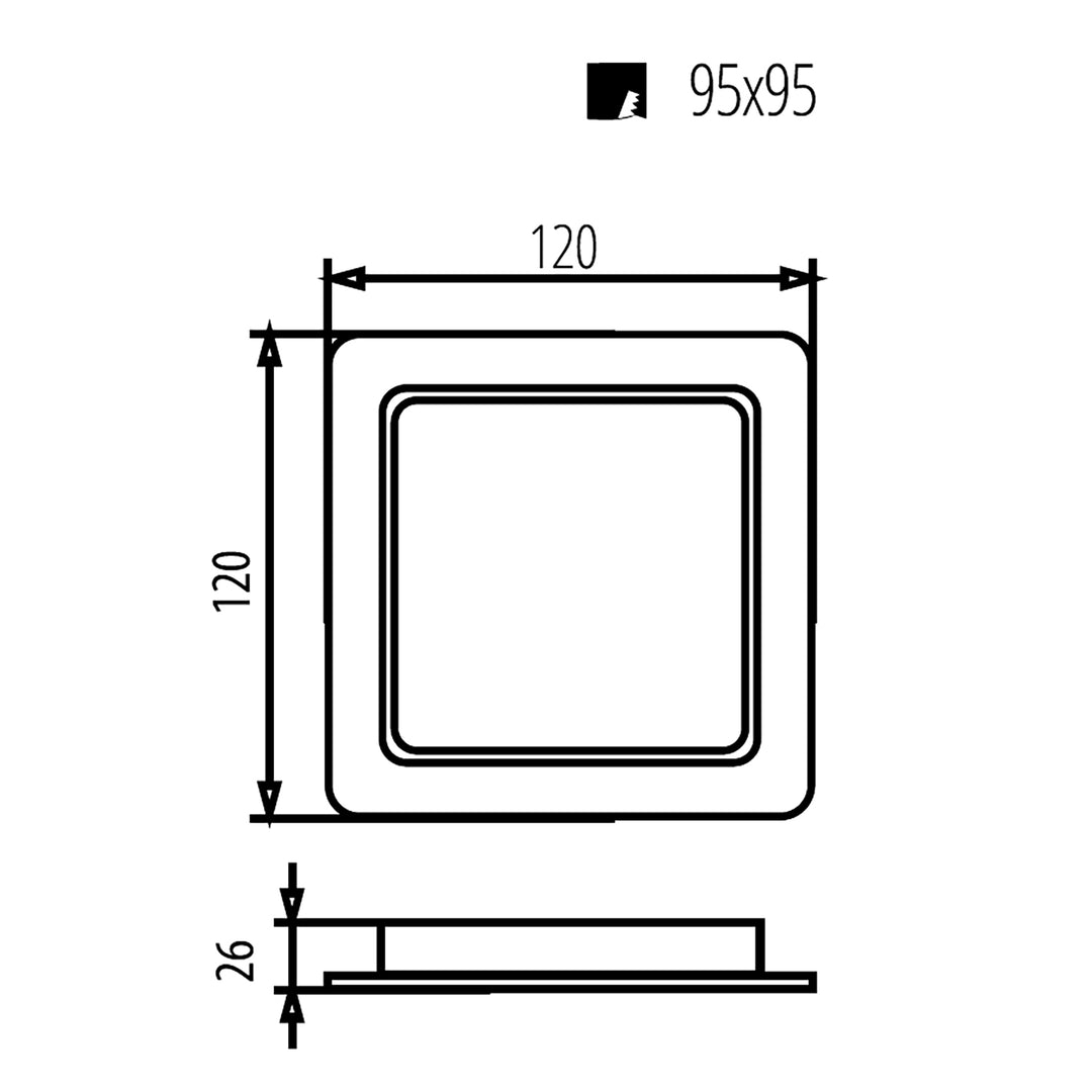 Maclean MCE373 S LED ceiling panel, flush mount SLIM, 9W, Neutral White 4000K, 120*120*26mm, 900lm, + Maclean MCE378 S surface adapter