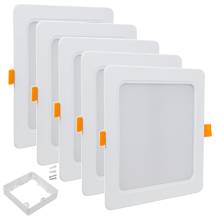 Maclean MCE374 S 5x LED ceiling panel, flush mounted SLIM, 18W, Neutral White 4000K, 170*170*26mm, 1800lm + Maclean MCE379 S 5 x surface adapter