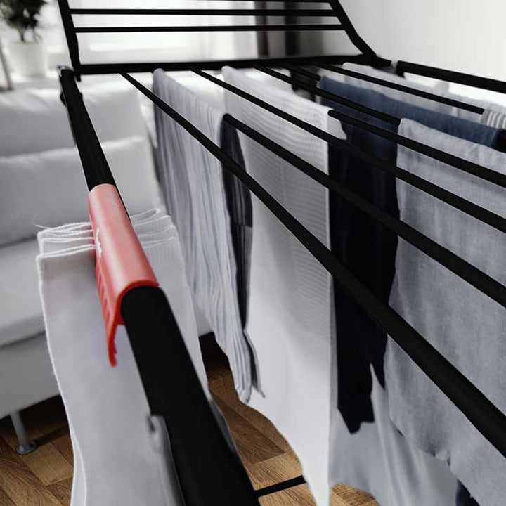 Vileda King Ultimate Clothes Airer Laundry Drying Rack - 20m XXL Links Black - Wheels - Wing Lock - 2 Underwear Holders