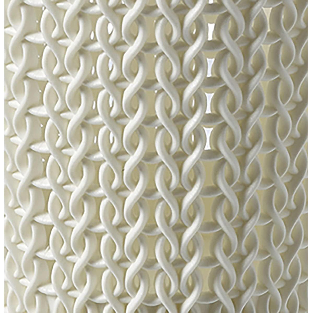 Curver Knit Hamper Laundry Basker 57L Openwork Design Cream White 2 Handles Lidded Vented Decorative Boho Cottagecore