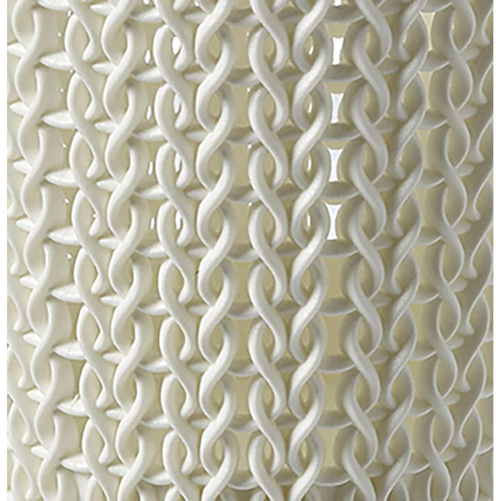 Curver Knit Hamper Laundry Basker 57L Openwork Design Cream White 2 Handles Lidded Vented Decorative Boho Cottagecore