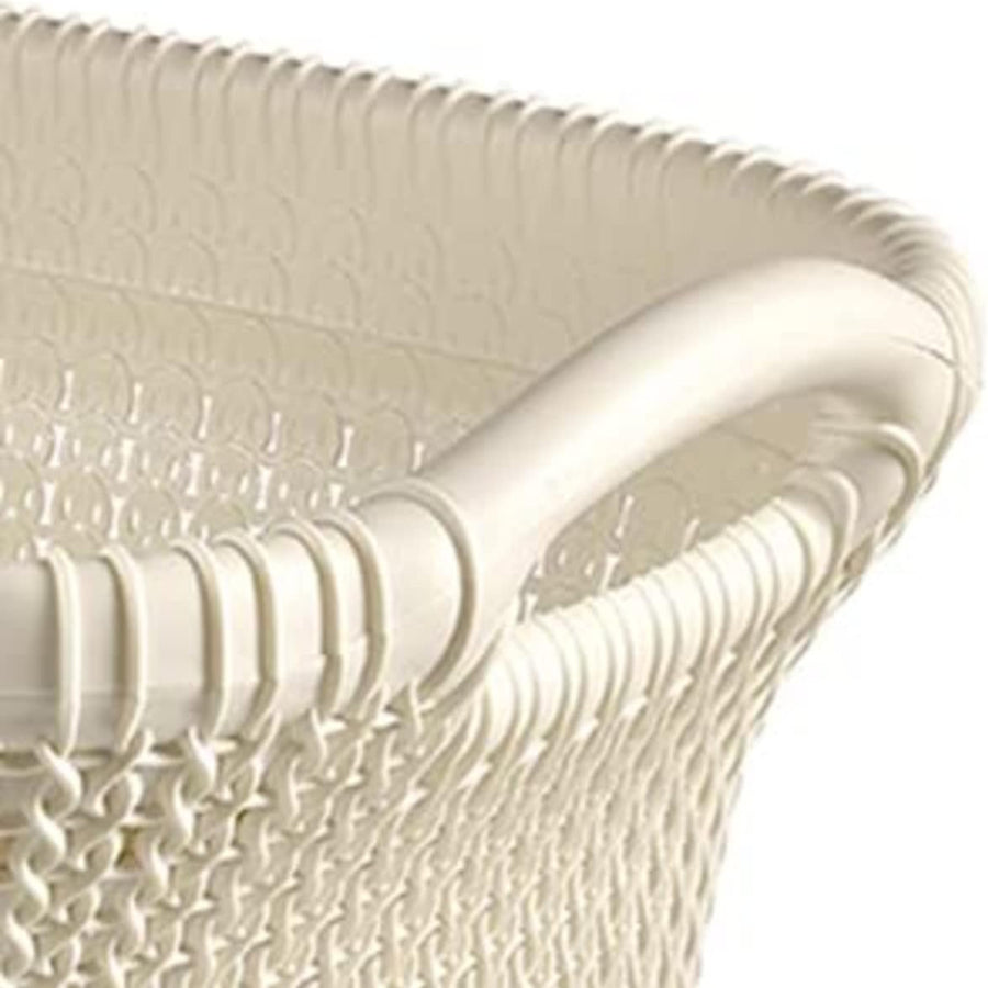 Curver Knit 40L Laundry Mangle Basket Cream White Knit Design Boho Cottagecore Vented Handles Sturdy