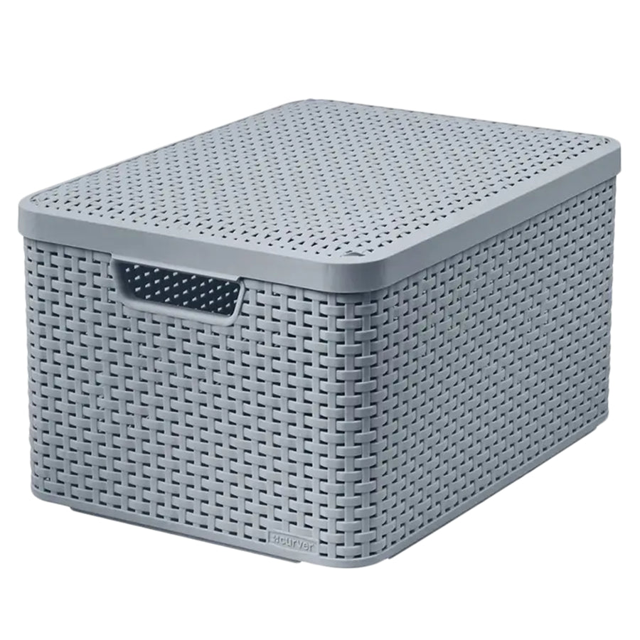 Curver basket with lid, multipurpose, 30 liters, light gray, Style L