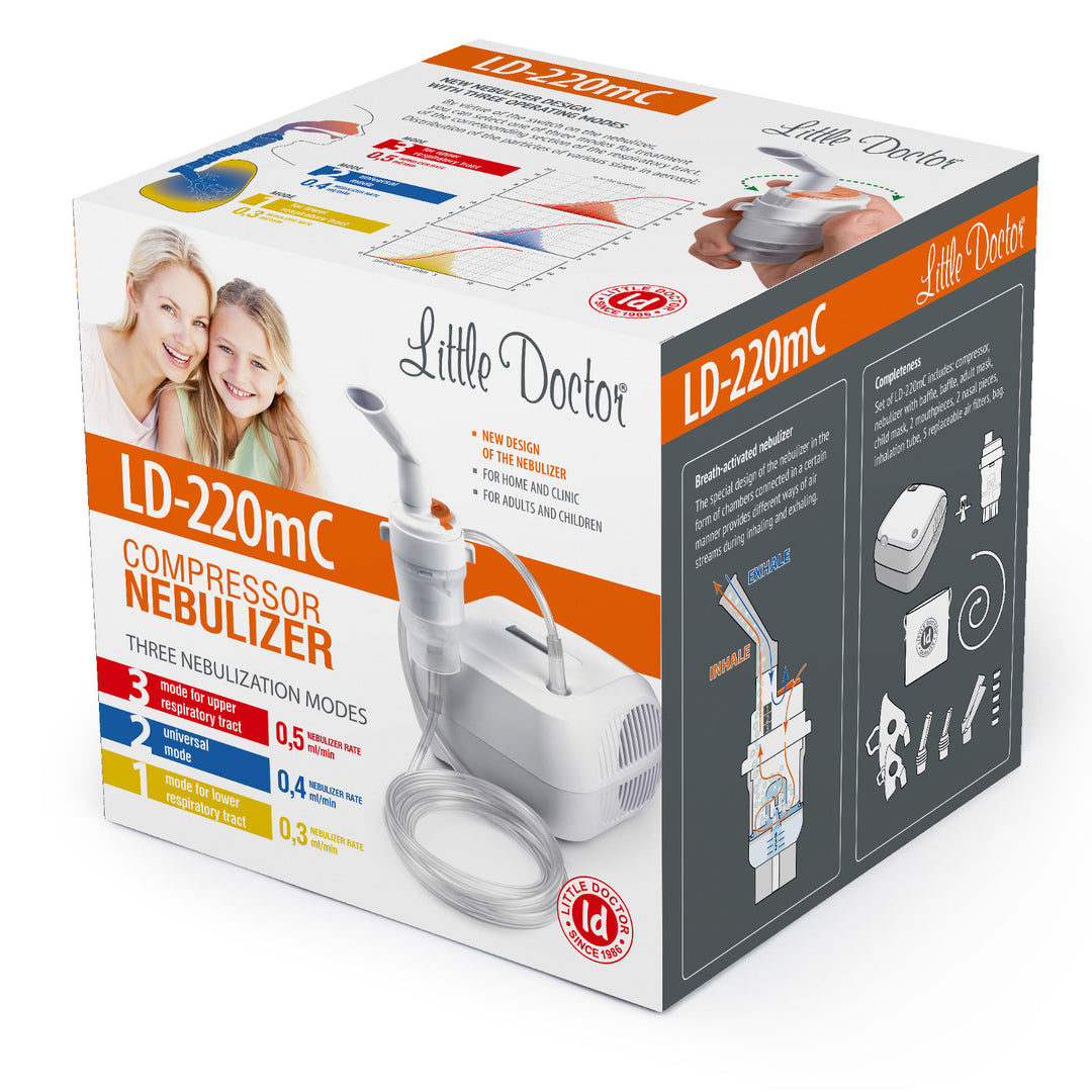 Little Doctor LD-220mC inhaler, electric inhaler, nebulizer with mouthpiece and mask for adults and children, three operating modes