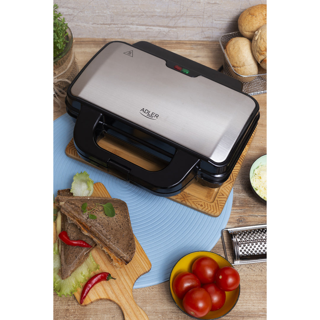 Adler AD 3043 Sandwich Toaster, XXL size, 1300W, Sandwich Maker, Toastie Maker