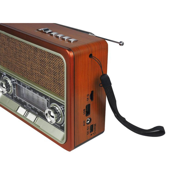 LTC LXLTC103UBT Portable FM Radio Player with Solar Panel RetroVintage 60s Bluetooth FM AM SW USB Solar Panel Rechargeable