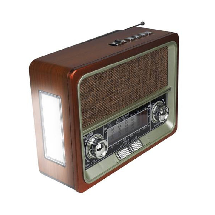 LTC LXLTC103UBT Portable FM Radio Player with Solar Panel RetroVintage 60s Bluetooth FM AM SW USB Solar Panel Rechargeable