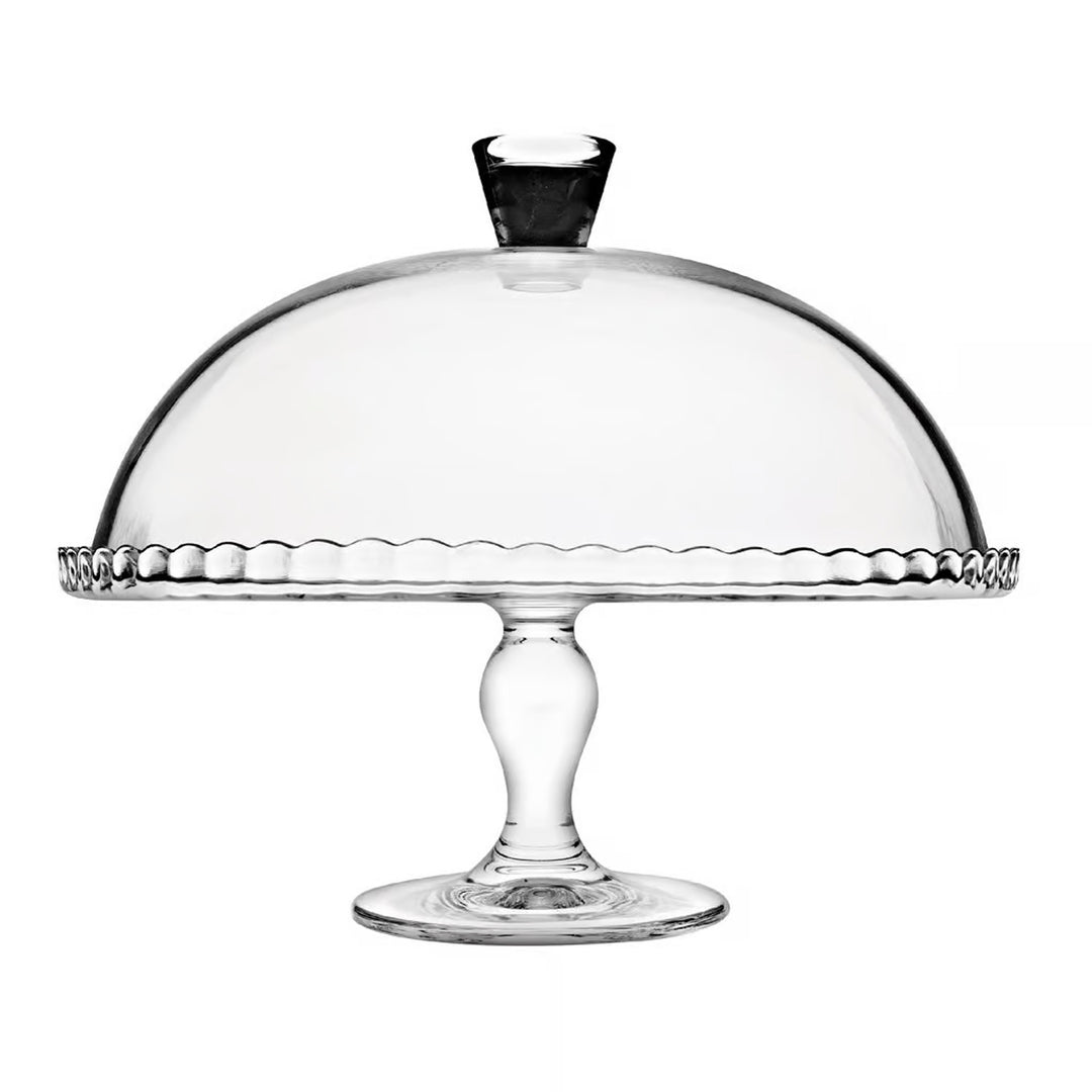 Pasabahce 64585 Platter Cake Glass Shade on Leg Oval Cover Stand Cupcake Plate Serving Dessert 32cm