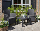 Outdoor Furniture Set Keter Rosario Grey Graphite 2 Armchairs & Table Rattan Style Balcony Garden Patio