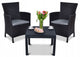 Outdoor Furniture Set Keter Rosario Grey Graphite 2 Armchairs & Table Rattan Style Balcony Garden Patio