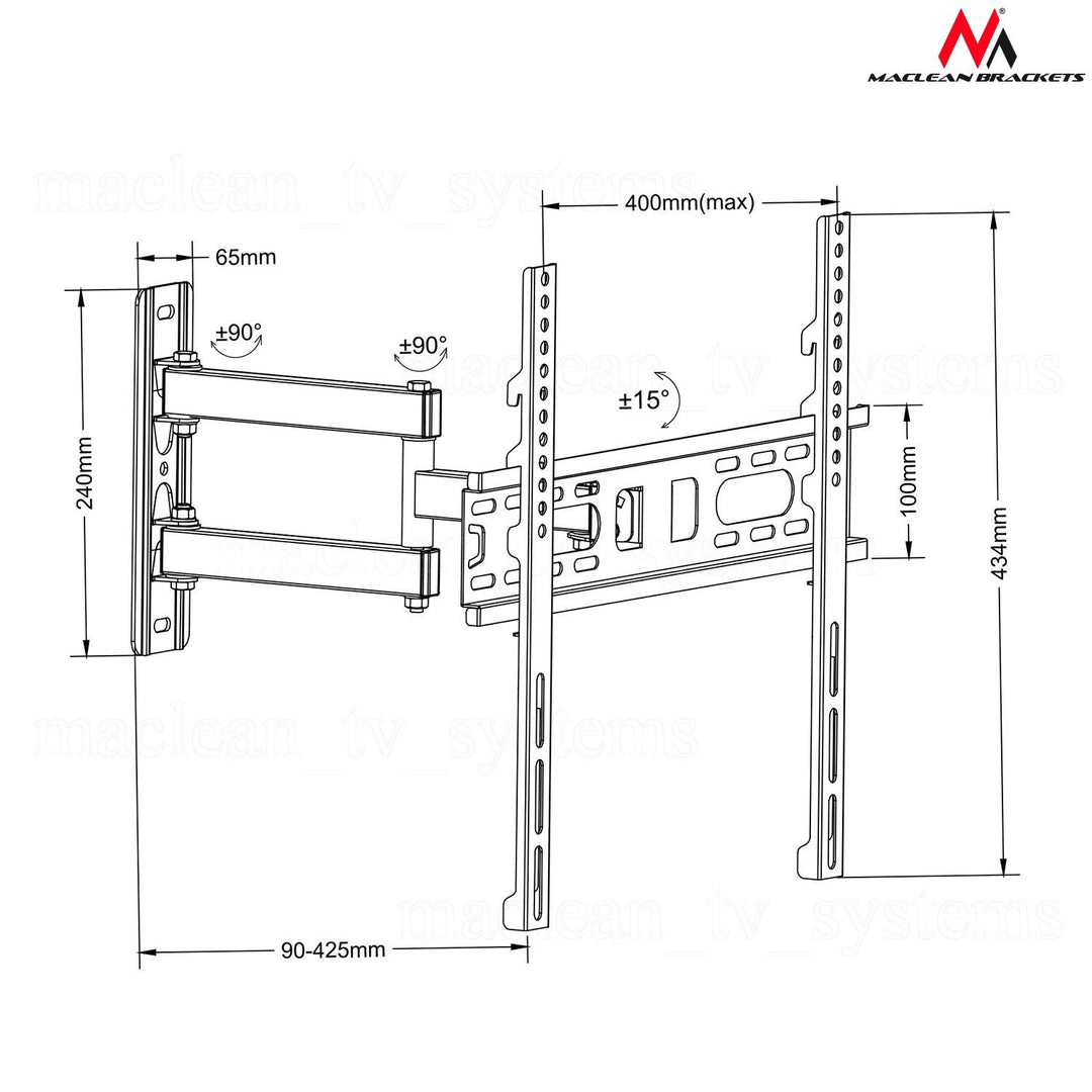 Maclean MC-761 TV Bracket Wall Mount Holder Universal VESA 26'' - 55" LED LCD 30kg