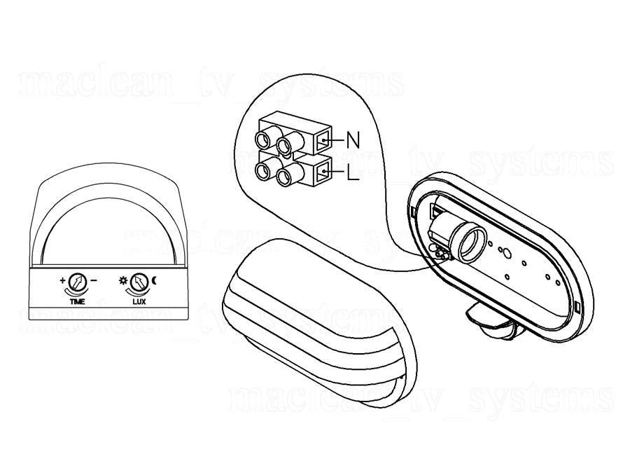 Maclean Wall Sconce, with PIR Sensor, max. 60W, 180°, MCE33B