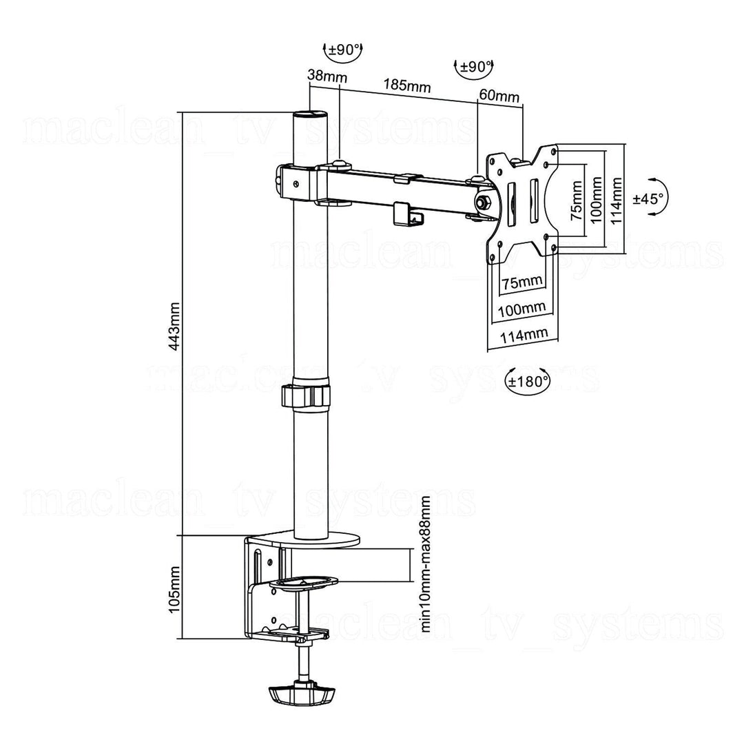 Maclean MC 752 Monitor Bracket Desk Mount Holder Table Mounting Arm VESA 13'' - 32" 8kg