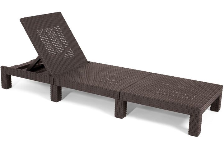 Keter Daytona Reclining Sun Lounger with Cushion - Dark Brown - Rattan Style - Elegant and Durable