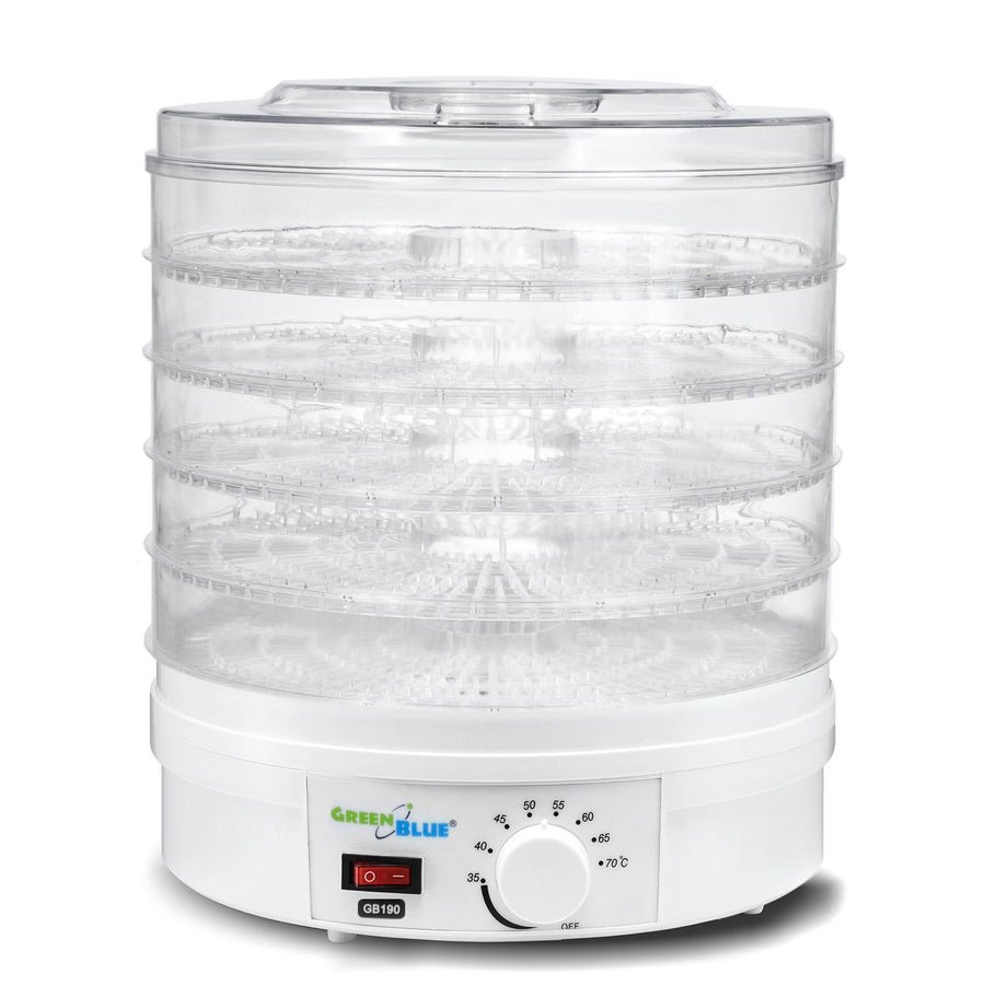 GreenBlue GB190 Food Dehydrator Fruit Vegetable 250W- 5 Trays - 35 to 70°C Temperature Control Adjustable